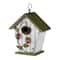 Glitzhome® 8.75" Distressed Solid Wood Decorative Outdoor Garden Birdhouse with 3D Flower